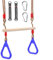 Morwealth Balançoire trapèze Multifonction en Bois pour Enfants avec Anneaux en Plastique - Charge maximale : 120 kg - pour l'intérieur et l'extér (Bleu)