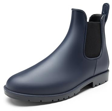 DREAM PAIRS Gummistiefel Herren Halbhoch Chelsea Boots Gummischuhe Herren Arbeitsschuhe Wasserdichte Stiefel,Size 45,Blau,SDRB2401M-E