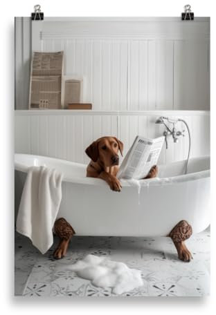 Generisch Hunde in der Badewanne - Labrador Retriever Badezimmer-Bild, Klo-Poster, Deko fürs Badezimmer oder Gäste-WC, Lustig, Ungerahmt
