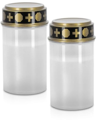 LED Universum - LED Grablicht Trauerlicht weiß batteriebetrieben aus Kunststoff mit Flackereffekt Wetterbeständig IP44 Höhe 12cm Gedenklicht Grabkerze (Weiß, 2 Stück)