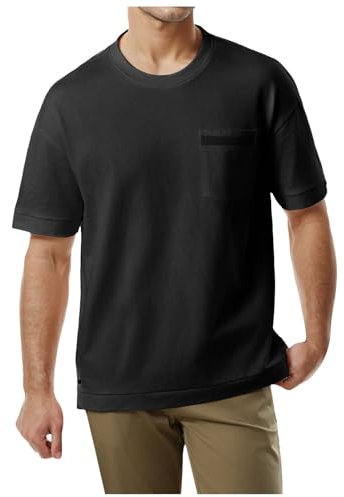 Men's Long&Short Sleeve Polo Shirts 1/4 Zip Plain Casual Slim Fit Gym Running Tops Basic Cotton Shirts S-XXL White v Neck t Shirt Mens Muscle fit Mens Fitness Tops Cargo Vest Men (Black, S)