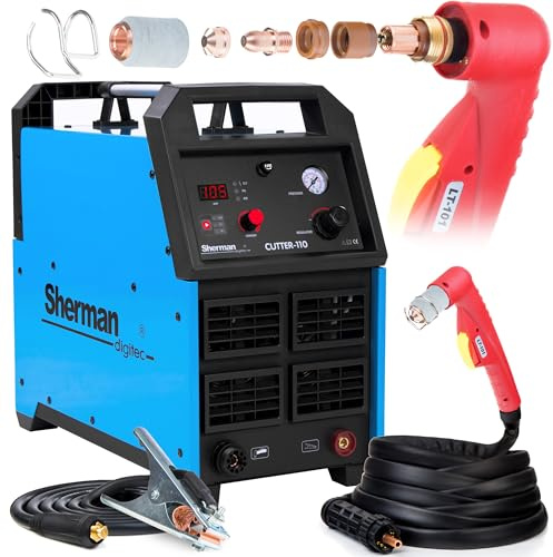Sherman Cutter 110-400V 105A Plasmaschneider Pilotzündung HF bis 40 mm mit 6m A-101 Plasmabrenner - ausgestattet mit 2-Takt und 4-Takt, Test und IGBT-Technologie