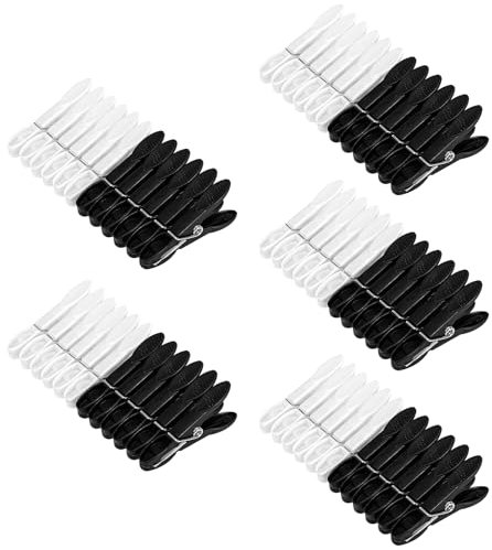 Collazoey Lot de 60 Pinces à Linge antidérapantes,Noir/Blanc 2 Couleurs,Heavy Duty Pince a Linge avec des Ressorts Durables, pour Corde à Linge ou étendoir, Serviette, vêtements, Chaussettes
