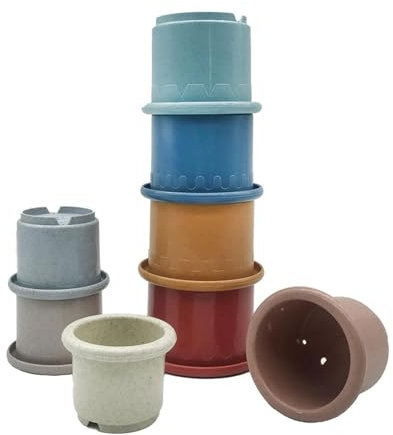 Qikam Tasses empilables pour bébé - Gobelets empilables pour Le Bain et Le comptage des Enfant,Gobelets empilables en Toute sécurité, Jouet empilable pour Tout-Petits, bébé pour