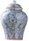 fanquare Bunte Ingwer Behälter mit Deckel Chinesisch Porzellan Tee Kanister Orchidee Blume dekorative Blume Vase, 900ML Keramik Lagerung Jar Tee Kaffee Zucker für Haus Küche 19.5CM