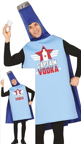 FIESTAS GUIRCA Captain Vodka Fancy Dress Costume - Vodka Bottle Funny Mens Costume - Bachelor Party Stag Do Fancy Dress Men Size L