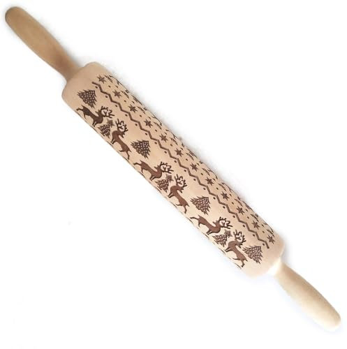 Namzi Nudelholz mit Katzenmotiv, lasergraviertes Nudelholz mit Katzenmuster, geprägtes Hartholz, Katzen-Design, Nudelholz, perfekt zum Backen, Kochen und Spielen mit Kindern, 38 cm