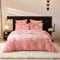 Gezu Housse de Couette Flanelle 220x240cm Rose Fleurs Hiver Parure de Lit Velours Double Face Épaissir Moelleuse et Chaude Literie 2 Personnes avec 2 Taies d'oreiller 65x65cm avec Fermeture Éclair