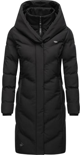 Ragwear Damen Warmer Wintermantel Steppmantel wasserdicht mit Kapuze Natalka Melange Intl Black24 Gr. XS