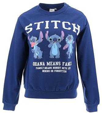 Disney Stitch Sudadera para Mujer, Sueter Diseño Stitch Sudadera Textil Suave, Regalo para Mujer y Adolescentes (FR/ES, Letras, L, Regular, Regular, Azul)