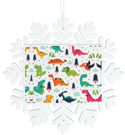 Bunte Dinosaurier-Schneeflocken-Weihnachtsdekoration (horizontal), Weihnachtsbaumschmuck, Neujahrsparty, Heimdekoration