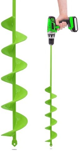 JKKLCC 8x60cm Erdbohrer für Bohrmaschine,Pflanzbohrer für Akkuschrauber,Grabungswerkzeug zum Pflanzen,Schwerlast Blume Pflanzgefäße Schnecke zum Löcher Graben,Erdbohrer für Zaunpfosten,grün