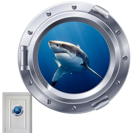 Whnbuij Adesivi a forma di oblò, delfino, oblò, in PVC, per finestre, camere da letto, pareti, porte 'auto
