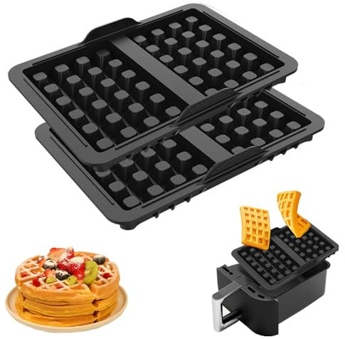 ChaneeHann Molde Para Gofres 2Pcs, Accesorios Para Gofres Belgas En Silicona, Ideal Para Freidora De Aire, Microondas Y Horno