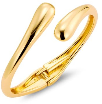 ALEXCRAFT Gold Armreif Damen Armband, 14K Vergoldet Armbänder Einfacher Offen Verstellbare Armreif Klobig Chunky Dick Groß Wassertropfen Umarmungs Armkette Gold Armbänder Damen Frauen Schmuck