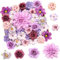 YSUVIN 50 Stück Kunstblumen zum Basteln, Lila Künstlich Blütenköpfe, 9 Arten von Kunstblumen zum Basteln, Tortendeko Blumen, Blumen Deko für DIY Handwerk Hochzeit Party Home