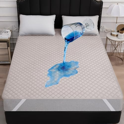 QUWOU Matratzenschoner 90 x 200 wasserdicht mit 4 elastischen Ecken, Inkontinenz Bettunterlage, Gesteppten Oberfläche, Inkontinenzunterlage waschbar, Atmungsaktiv Matratzenschutz, Grau