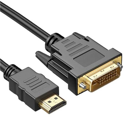 KIRVOS Cable Adaptador de HDMI-A a DVI (Macho),Cable Adaptador hdmi a dvi - HDMI Macho a DVI Hembra 24+5-1080p,Bidireccional de 1080P, Chapado en Oro, 1.5m,Negro