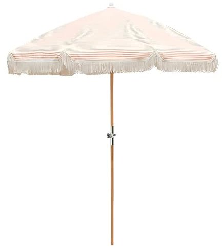 Parasol de plage à pompons UPF 50+ 2 m - Portable - Pour jardin, terrasse, Orange