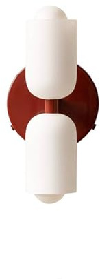 S-Cevada Moderne Wandlampe aus Glas mit doppelt zylindrischen weißen Glasschirmen und runder Metallbasis, kompatibel mit E27-Birnen, Wandlampe für Schlafzimmer, Wohnzimmer, Flur (Rot)
