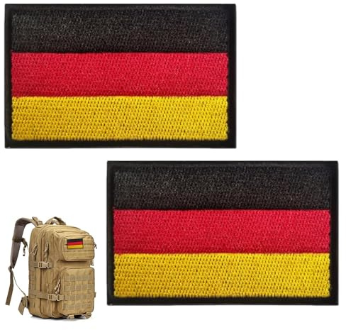 2 Stück Deutschland Flaggen Patch Gestickt Abzeichen,Patches Klett Militär,5x8 cm,Patriot-Klettverschluss-Abzeichen Für Kleidung Rucksäcke Uniformen Westen Hundegeschirre Militärische Outdoor-Jacken