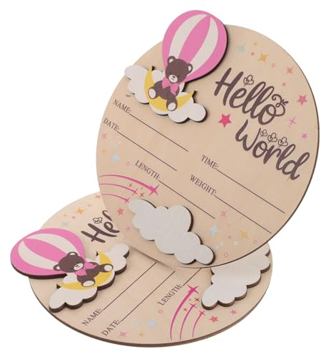 SOPOTUTU 2 Stück Rundes Holzschild Meilenstein Unisex Neugeborenen Foto Requisite Langlebiges Ungiftiges Willkommensschild für Babyzimmer als Shower Erinnerungsstück