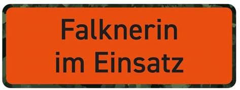 FALKNERIN IM EINSATZ Magnetschild fürs Auto – Orange, 27,5 x 10 cm