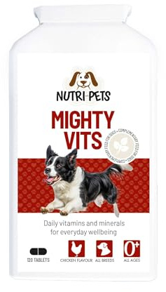 Nutri-Pets Mighty Vits - Premium Quality Formula - Essential Vitamins & Minerals for Dogs ensuring Optimum Health & Wellbeing - 120 Tablets up to 240 Days Supply