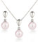Schöner SD Glänzendes Schmuckset 925 Silber Rhodium Perlen Ohrringe und Halskette mit Anhänger hell-rosa