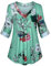 iHENGH Damen Frühling Sommer Top Bluse Bequem Lässig Mode Frauen Blusen Plus Size Langarm Print V Ausschnitt Button Pullover Tops Shirt(Blau, L)
