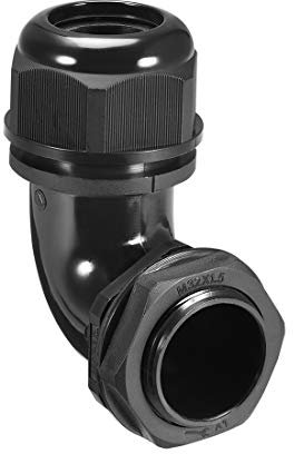 sourcing map M32 Cable Gland, 90 Degree Waterproof IP68 Nylon Joint Adjustable Locknut for 18mm-25mm Dia Cable Wire