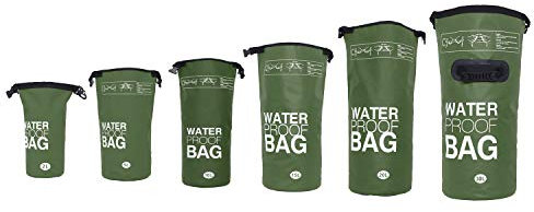DonDon Dry Bag wasserdichte Tasche 2l, 5l, 10l, 15l, 20l, 30l Pack-Sack Beutel mit Schultergurt - Oliv 10 Liter