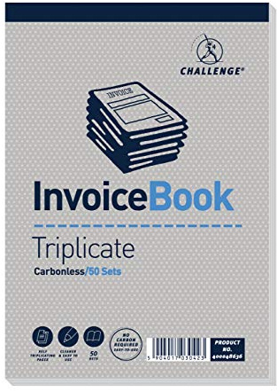 Challenge Durchschreibungsbuch, 210 x 130 mm Rechnungsbuch in dreifacher Ausfertigung 1 Stück Triplicate Invoice Book