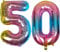 DIWULI Luftballon 50 Geburtstag XL Rosa Regenbogen - Folienballon 50, Zahl 50 Ballon 50 Jahre, Geburtstagsdeko 50. Geburtstag Party-Deko Junge Mädchen, Zahlen-Ballon Groß Dekoration, Zahlen-Luftballon
