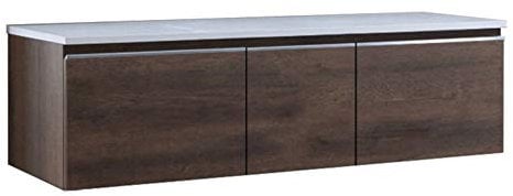 StoneArt Badmöbel Set Mineralguss Waschbecken Waschschale Aufsatzwaschbecken und Unterschrank Waschtisch Einzel- oder Doppelwaschbecken Milano ME-1600pro Eiche dunkel 160cm