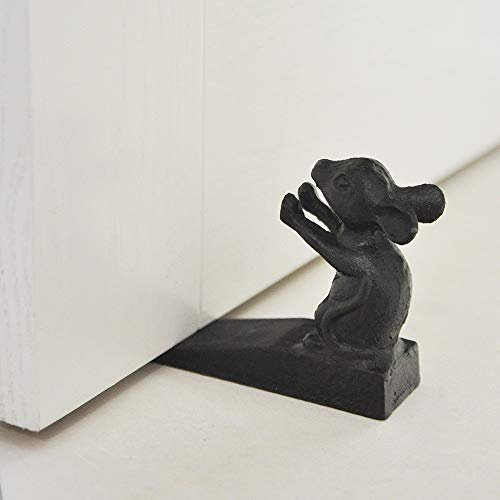 Cast Iron Door Stopper Antique Black Door Stopper, Retro Vintage Rustic Cast Iron Mouse Rat Animal Door Stopper Holder For Garden Farmhouse Unique, Antique Design