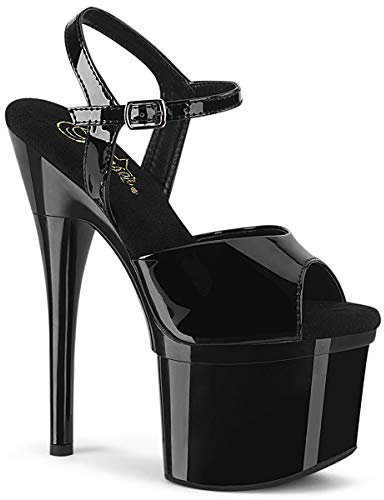 Pleaser Damen ESTEEM-709 Plateau High Heels Sandalette Blk Pat 37 EU