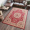 TAPISO Atlas Teppich Kurzflor Rot Creme Grün Klassisch Orientteppich Floral Mäander Orient Design Wohnzimmer Schlafzimmer ÖKOTEX 250 x 350 cm