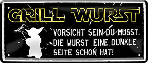 schilderkreis24 Blechschilder Kollektion 28x12cm – Lustige Grillsprüche: BBQ-Deko für echte Grillmeister: (Grill Wurst)
