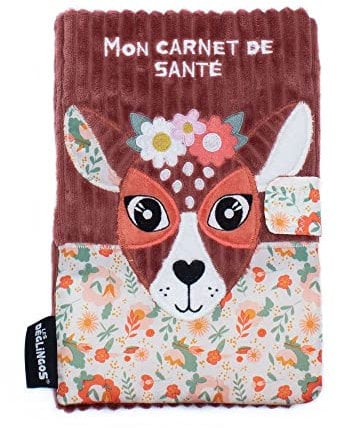 Les Déglingos Protège Carnet de Santé Mélimélos la Biche Doudou Tout Doux Amusant Ultra Doux Rembourrage Recyclé Doudou pour Bébé, Taille Unique