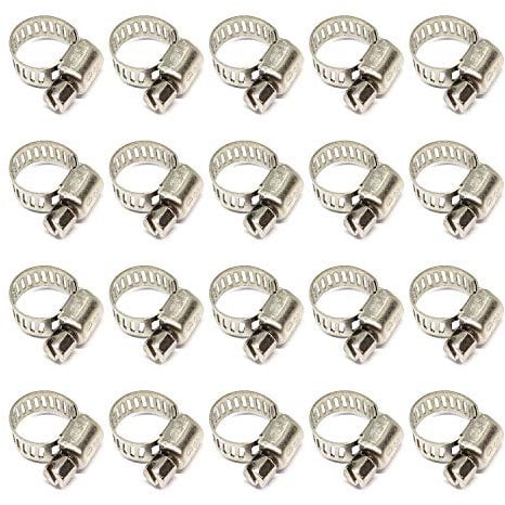 20 Stk Schlauchschelle Edelstahl 304 Clip für Soft Pipe Spannbereich 6-12mm, Bandbreite 8 mm, Robust und rostbeständig Rohrschellen