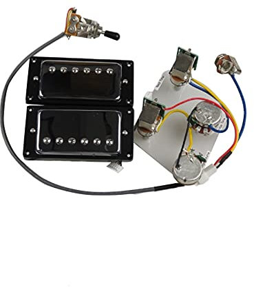 Gitarren-Pickups Humbucker-Pickups Hals- Und Bridge-Pickup 4C-Kabel-Kabelbaum Push-Pull-Soll-Set Für Gibson Epiphone-Gitarre E-Gitarren-Pickups (Color : Silver Black Frame)