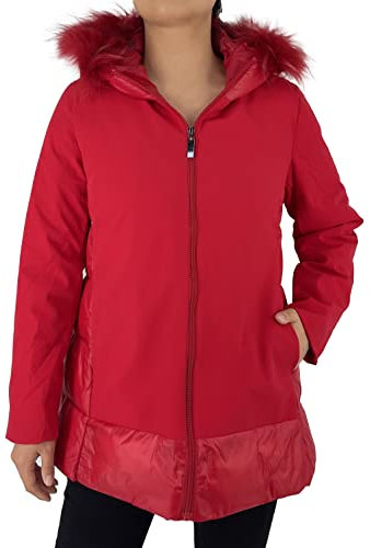 JOPHY & CO. Piumino Donna con Cappuccio e Pelliccia (cod. 881092) (Rosso, XL)