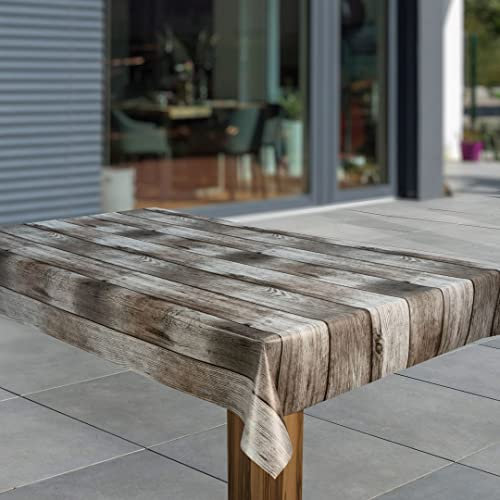 laro Wachstuch-Tischdecke Abwaschbar Garten-Tischdecke Wachstischdecke PVC Plastik-Tischdecken Eckig Meterware Wasserabweisend Abwischbar, Muster:Holzoptik l. braun, Größe:130x160