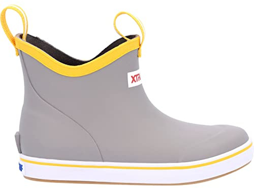 Xtratuf Kids Ankle Deck Boot, Gray/Yellow, Big Kid Size 5