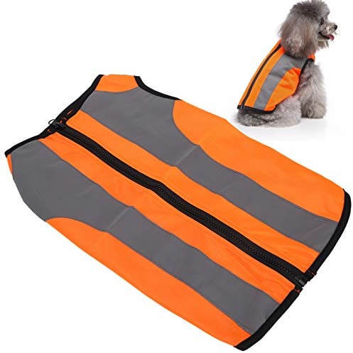 Reflektierende Hundeweste Warnschutz Orange XL, Leichte Haustier Sicherheitskleidung Nachtsichtbarkeit, Verstellbare Warnweste für Hunde Gassigehen, Fluoreszierende Schutzjacke für Dunkelheit