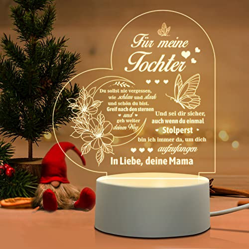 Juratar Geschenk für Tochter von Mama, Tochter Geschenke- LED Lampe Nachtlicht, Witziges Geburtstagsgeschenk für Meine Tochter, 18 Geburtstag Mädchen, Mutter Tochter Geschenke