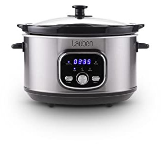 Lauben Slow Cooker 3500SB - Pentola con tecnologia Thermeffect®, tecnologia SlowHeat®, ricettario, contenitore interno in ceramica, due livelli di temperatura, regolazione manuale dell'ora, 3,5 l
