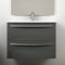 Yellow shop - Mobile bagno sospeso curvo 75 cm 2 cassetti con lavabo e specchiera led STELLA Antracite (Mobile con lavabo)