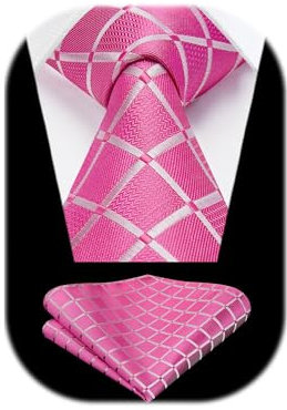 HISDERN Corbata Fucsia Hombre Corbatas de Hombres Modernas Formal Clásico Gravata para Boda Negocios Corbata y Pañuelo de Bolsillo 8,5cm
